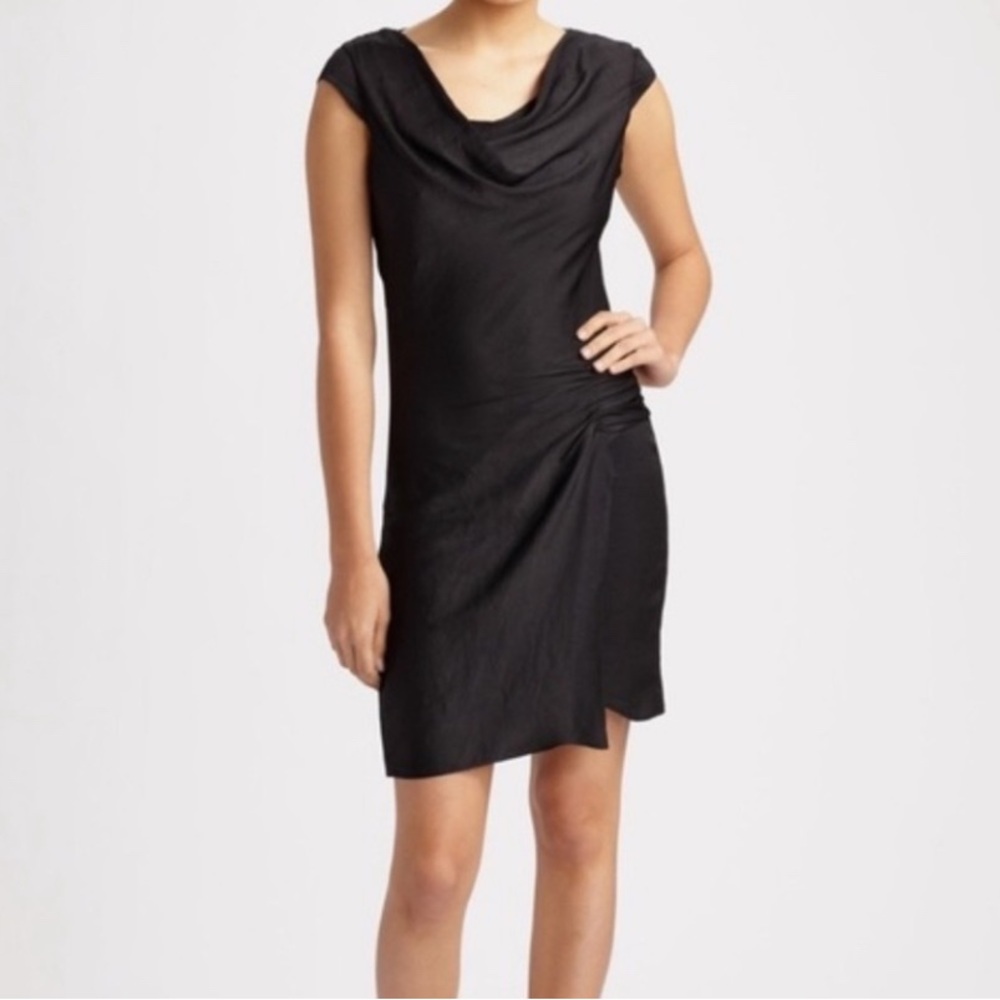 Helmut Lang Black Sheath Cowl Neck Mini